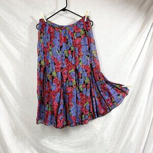 Anthropologie Indira Floral Rayon Maxi Skirt Womens M/L‎ Swing Godet Panel Sheer